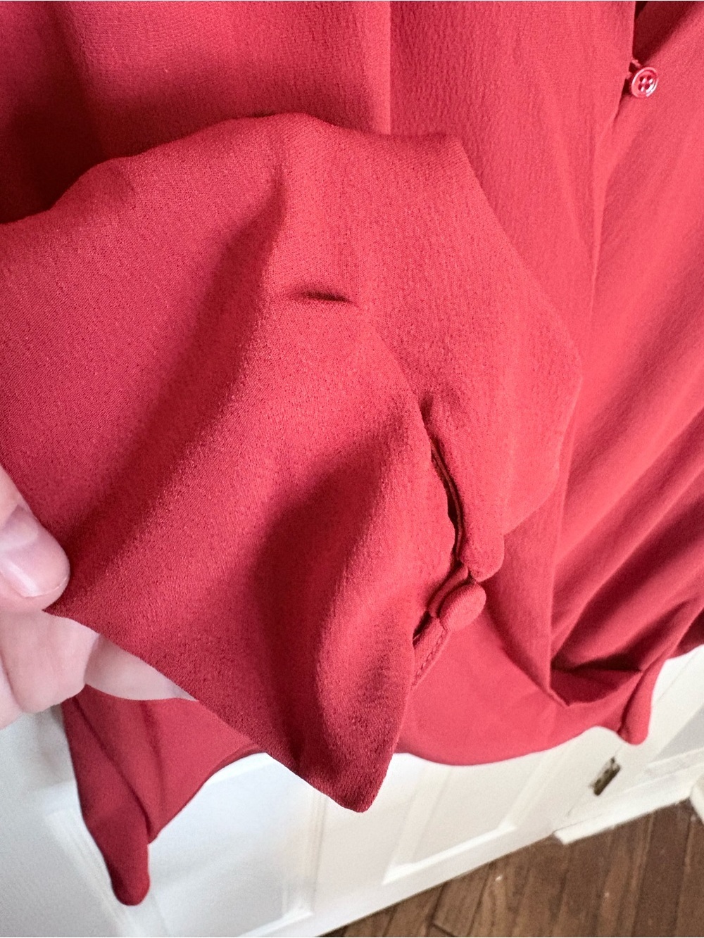 M.M.LaFleur | Draped Faux Wrap Blouse | L | Rust Coral - Picture 4 of 9